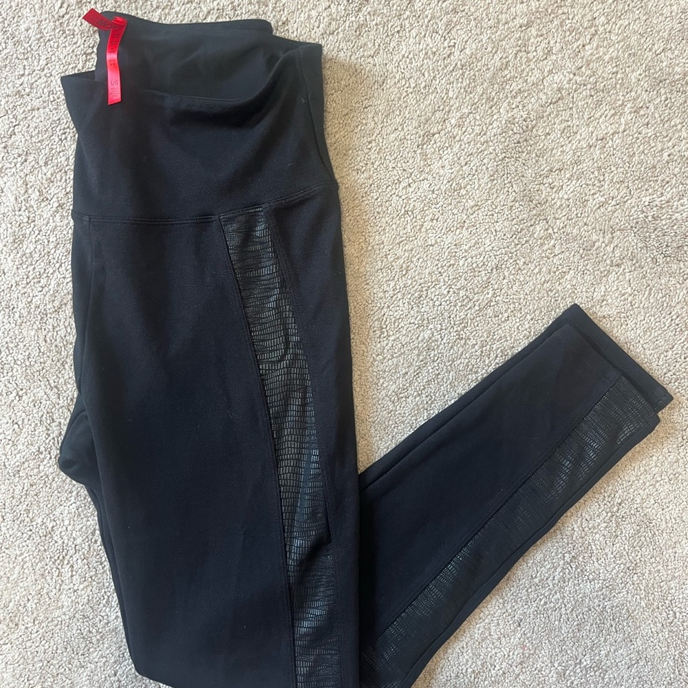 SPANX Black Ponte Leggings with Snake Side Panels